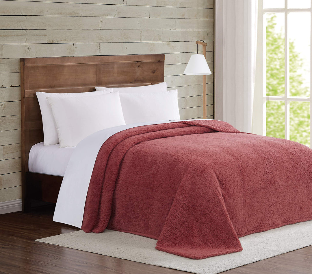 Brooklyn Loom Marshmallow Sherpa Bed Blanket Full/Queen Dusty Rose Full/Queen - Dusty Rose