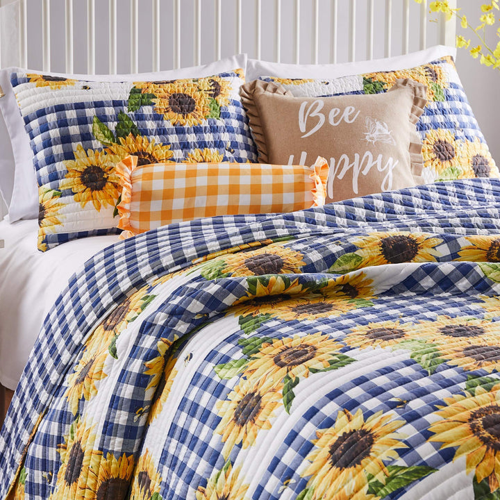 Greenland Home Barefoot Bungalow Sunflower Quilt Set 3-Piece