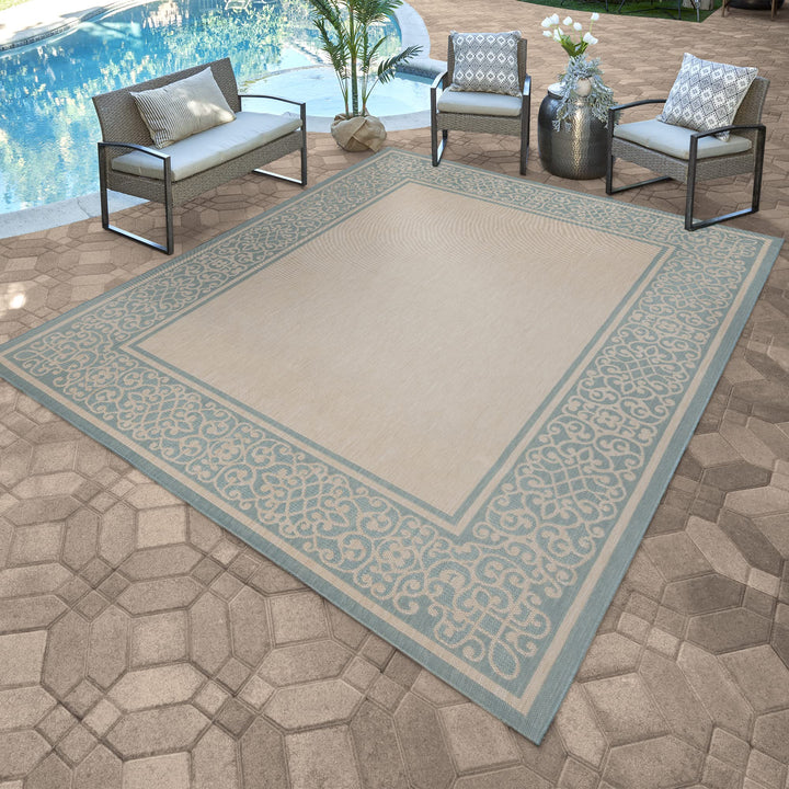 Gertmenian Indoor Outdoor Area Rug Classic Flatweave Washable Stain & UV 8'9" x 13'1"