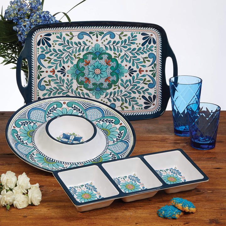 Cerified International Talavera 2-Piece Melamine Platter Set Multicolored