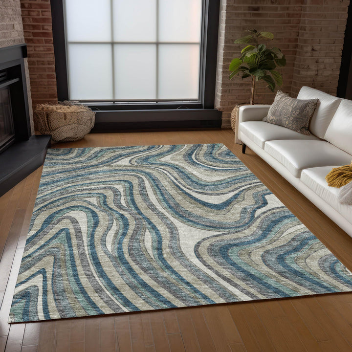 Machine Washable Indoor/ Outdoor Chantille Contemporary Abstract Rug