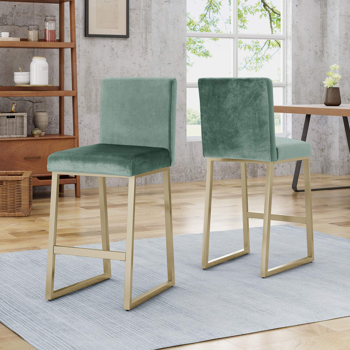 Christopher Knight Home Lexi Modern Velvet Barstools and Brass Set