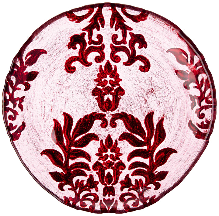 Red Pomegranate Damask Canape Plate Red Velvet 6.5-Inch 1 Piece