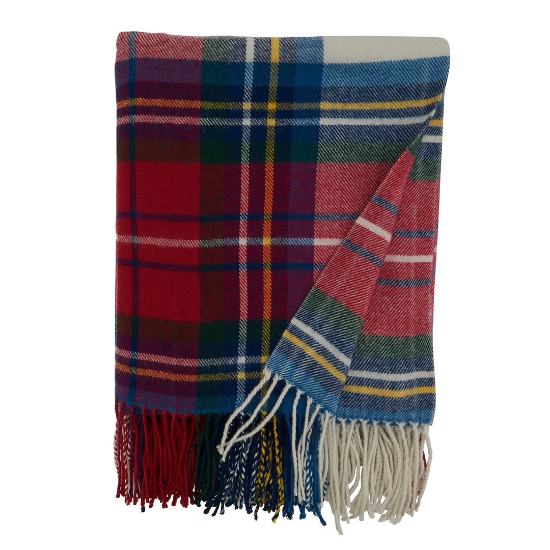 Casual Throw Blanket with Plaid Design Red Country Acrylic