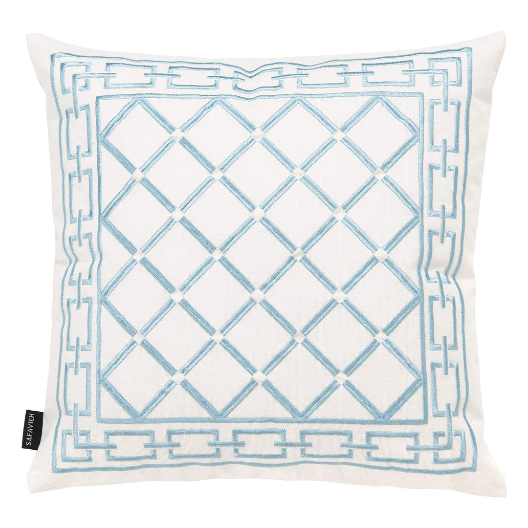 18-inch Pillow Blue White Geometric Modern Contemporary Cotton Polyester Single