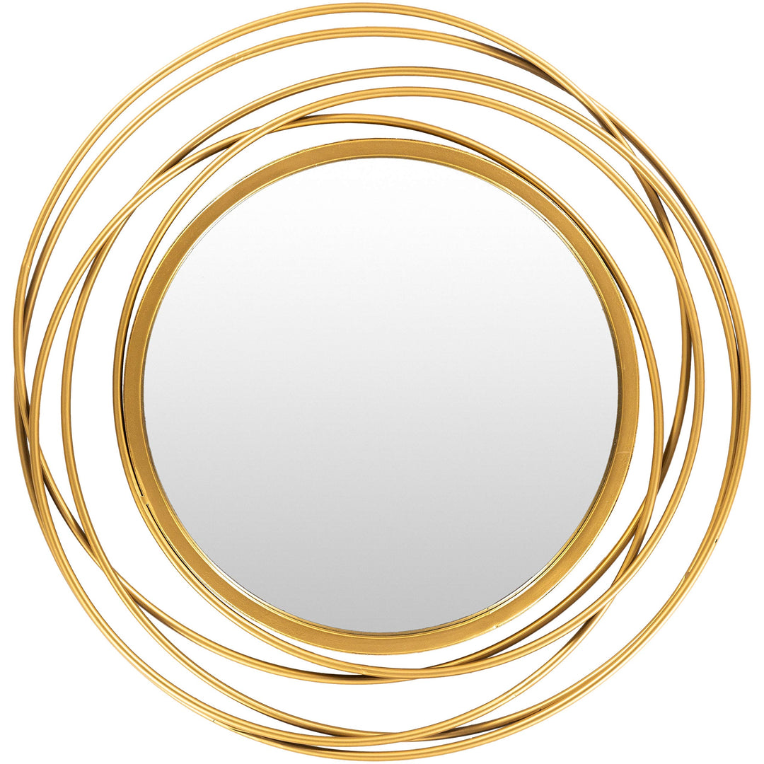 Modern Circles Golden 21-inch Round Mirror 22" h X 21" w Gold Contemporary