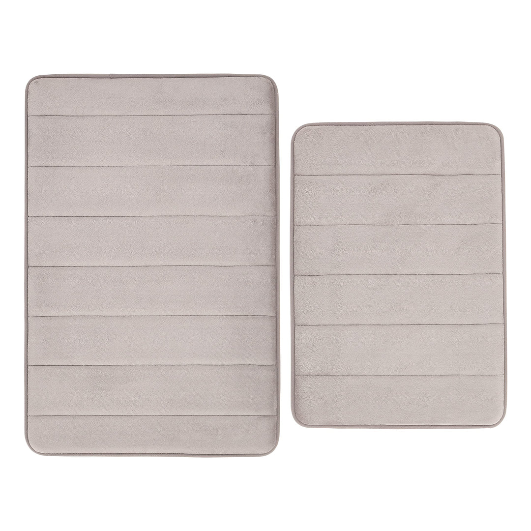 Truly Soft Everyday - Solid Memory Foam Bath Rug Set of 2 (17x24 20x30) - Grey