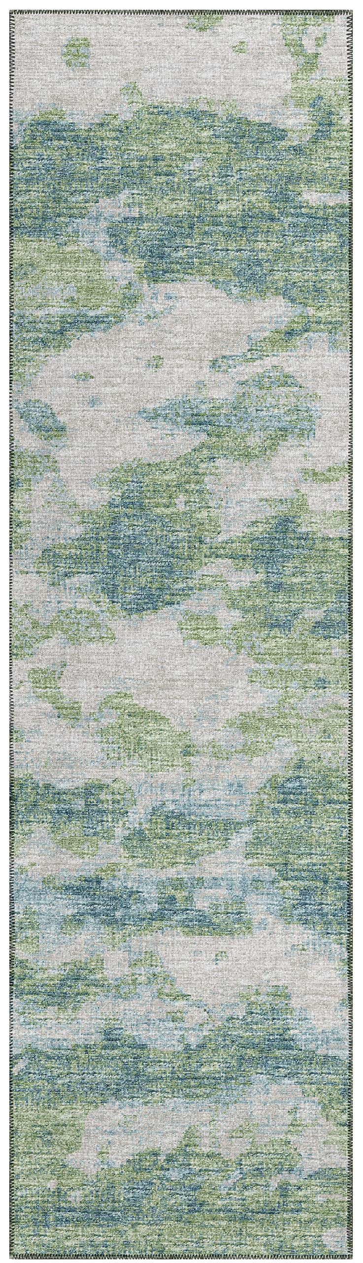 Addison Rugs Indoor/or Accord AAC36 Green Washable 2'3" x 7'6" Indoor 2'3" x 7'6" Runner - Green Teal Denim