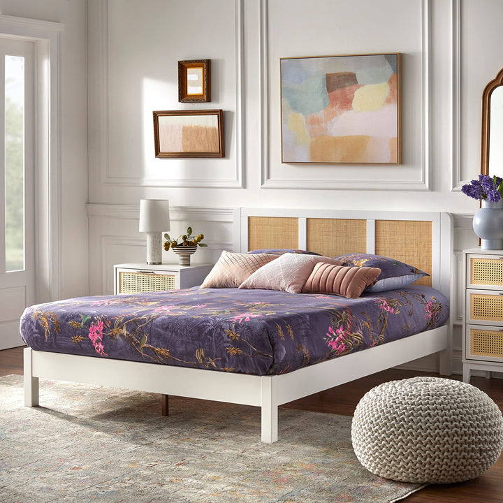 Lifestorey Larkin Mid-Century Queen Platform Bed White