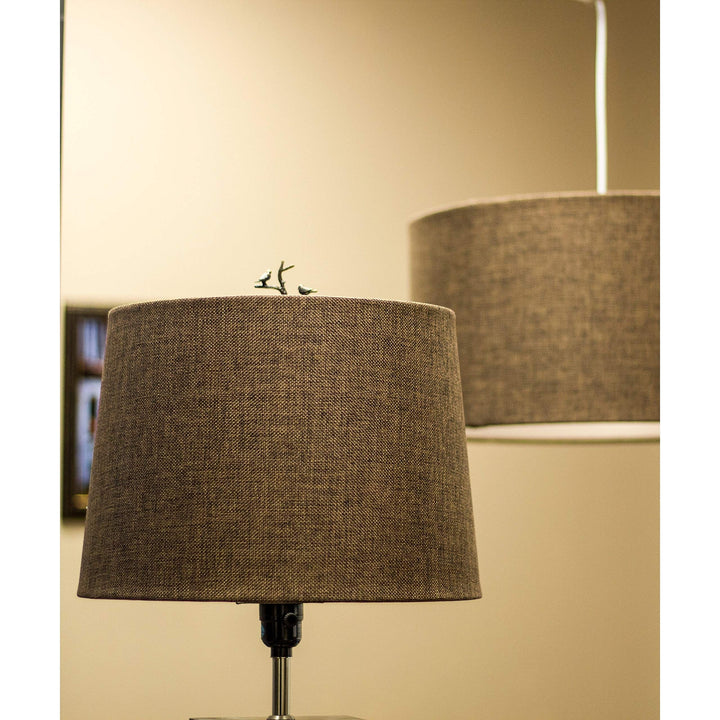 12x14x10 Hardback Drum Lamp Shade Chocolate Burlap Brown Modern Contemporary - Diamond Home USA