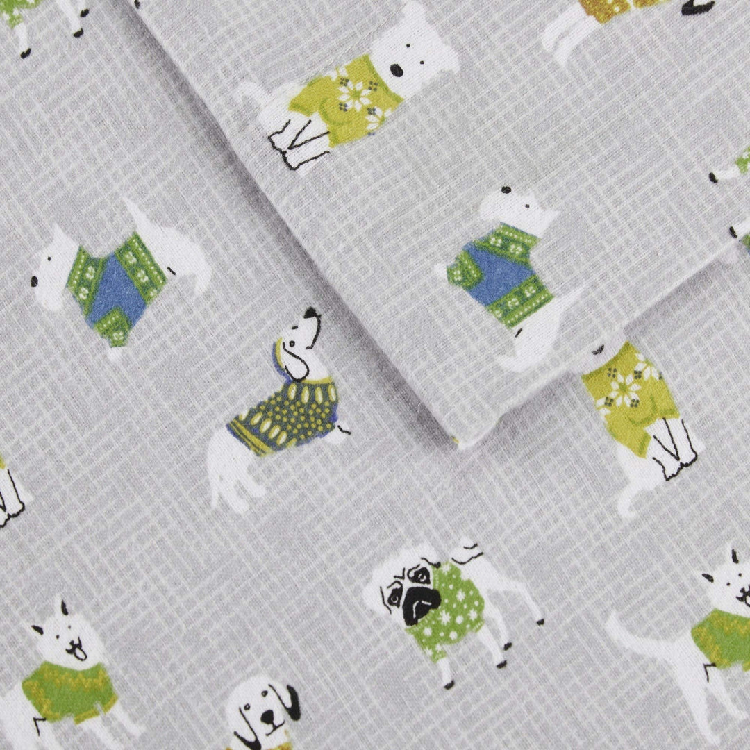 4 Piece French Bulldog Flannel Sheet Set Bulldog Bedding