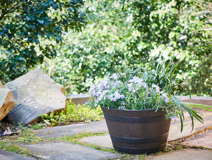 Southern Patio 22.5" Whiskey Barrel Outdoor Planter with Wheels Drainage Hole