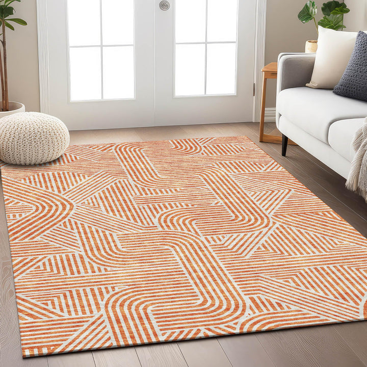 Machine Washable Indoor/ Outdoor Chantille Contemporary Geo Rug