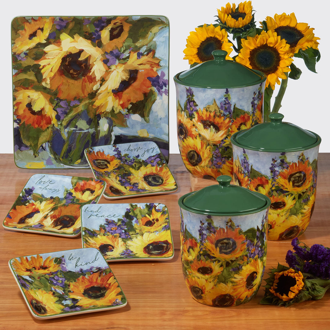 Certified International Sunflower Bouquet Rectangular Platter 16" x 12" Large