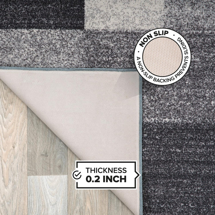 Modern Boxes Design Non-Slip (Non-Skid) Runner Rug