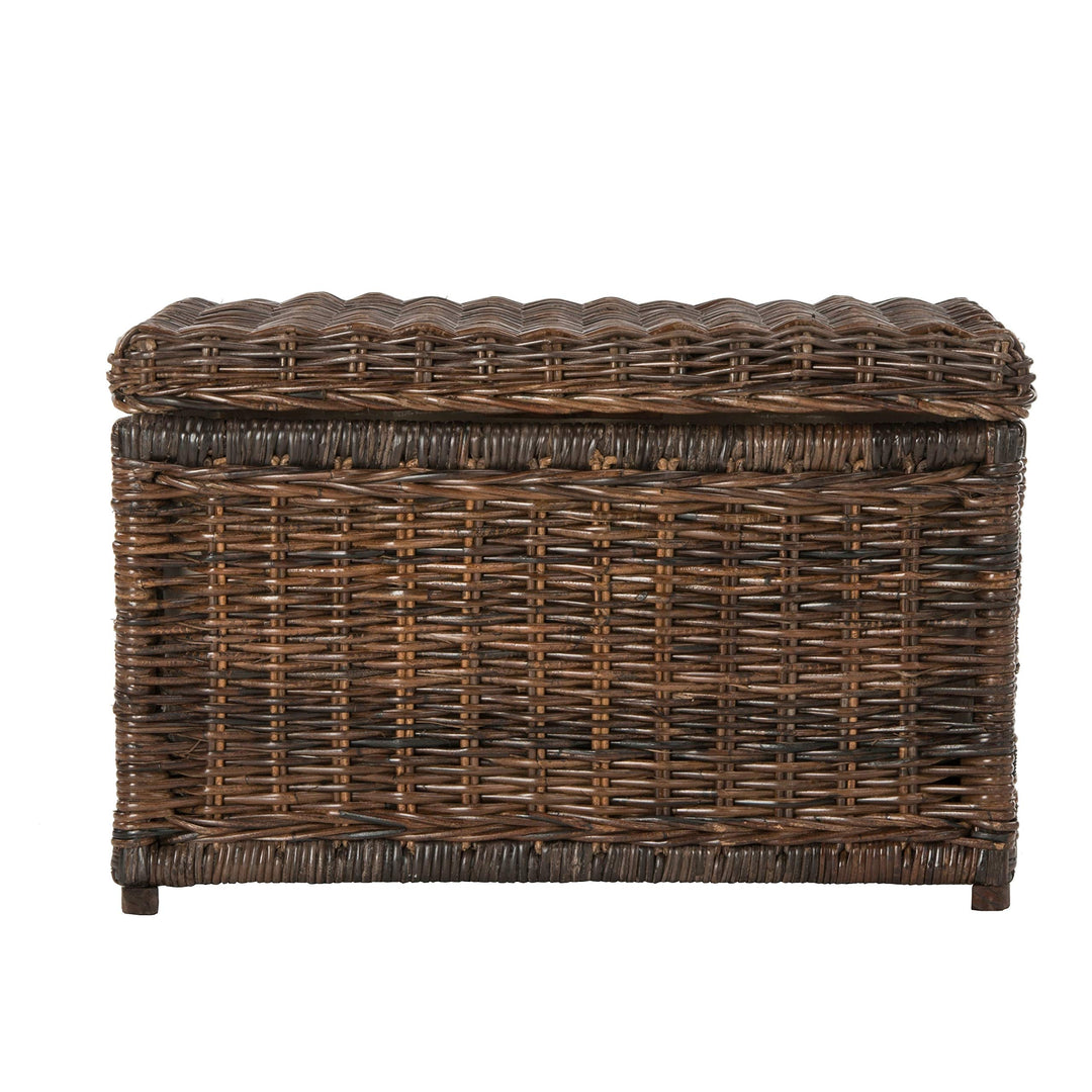 30" Wicker Storage Trunk Brown Rattan