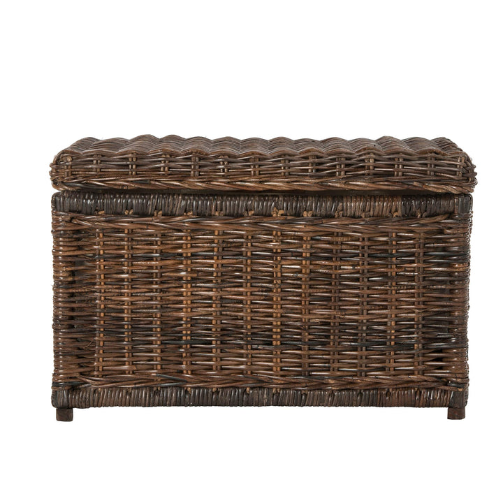 30" Wicker Storage Trunk Brown Rattan