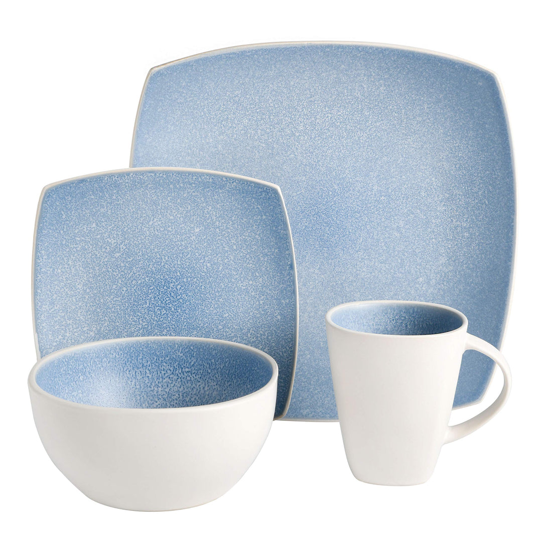 Gibson Soho Lounge Square Reactive Glaze Stoneware Dinnerware Set Service for