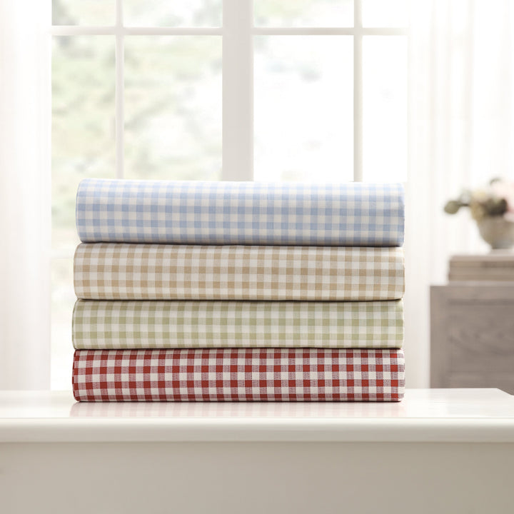 Laurel & Mayfair 250tc 100% Cotton Gingham Print Sheet Set Queen Red