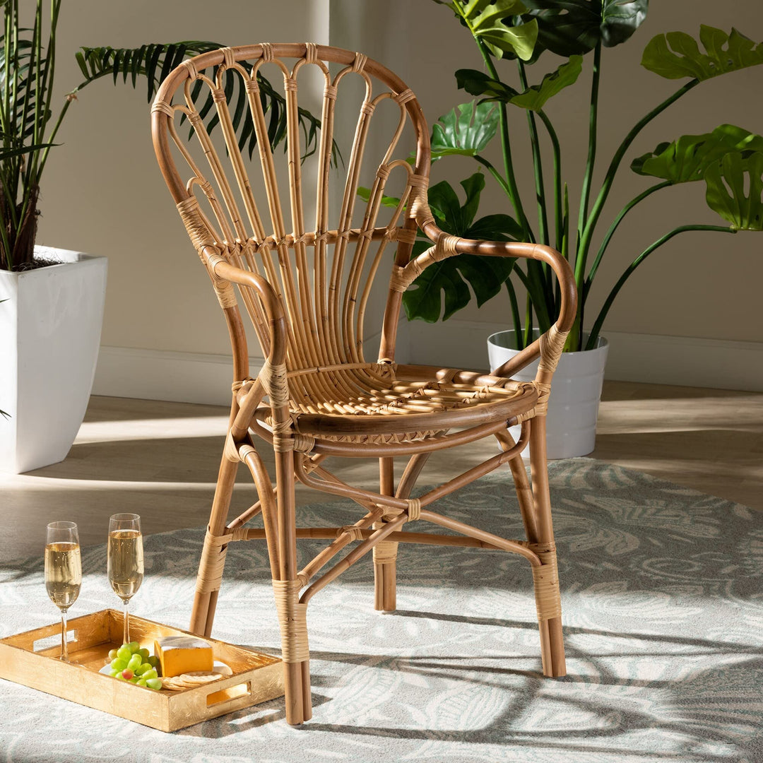 Modern and Contemporary Natural Finished Rattan Armchair Finish