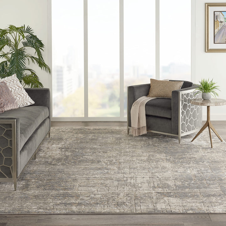 Nourison Concerto Abstract Beige/Grey 6'7" x 9'6" Area -Rug Easy -Cleaning Non 6'7" x 9'6" - Beige/Grey