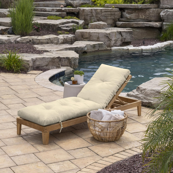 Arden Selections Outdoor Plush Modern Tufted Chaise Cushion 76 x 22 Water Ashland Jacobean