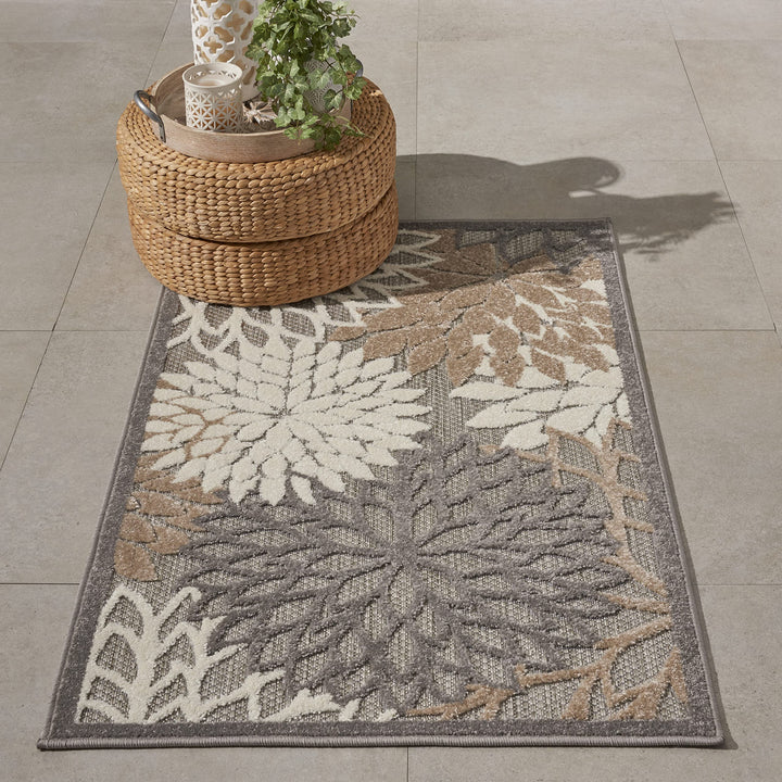 Nourison Aloha Indoor/Outdoor Area Rug 2' 8" x 4' Natural Rectangular Tropical 2'8" x 4' - Natural