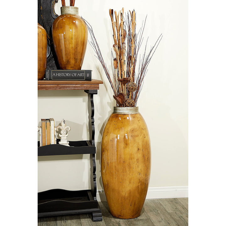 Brown Ceramic Rustic Vase 30 X 14 Farmhouse