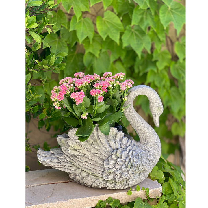 Urban Designs Swan Cast Stone Planter Garden Decor - Grey 7748997