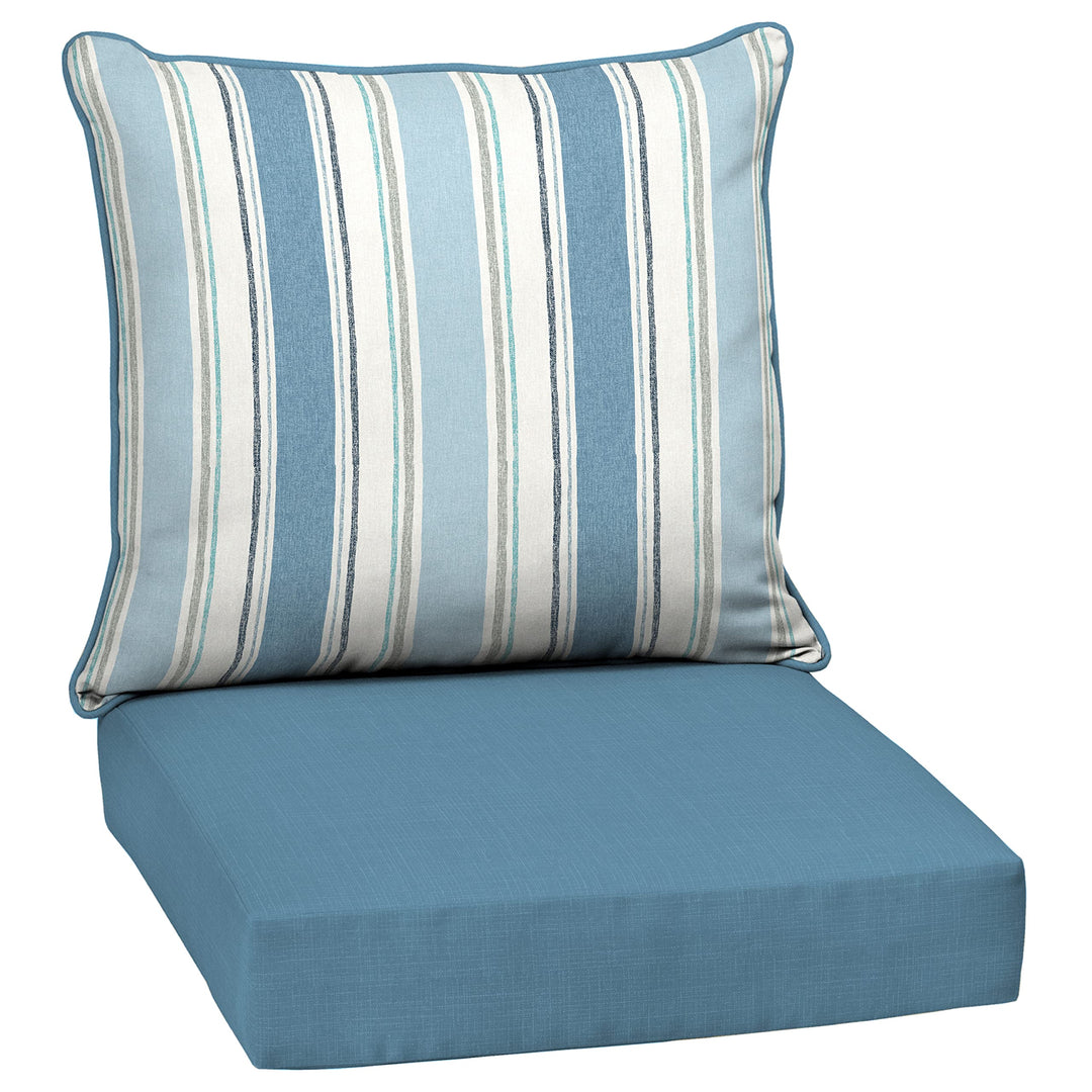 Arden Selections Outdoor ep Seat Set 24 x 24 Water Repellent Fade Resistant French Blue Linen Stripe