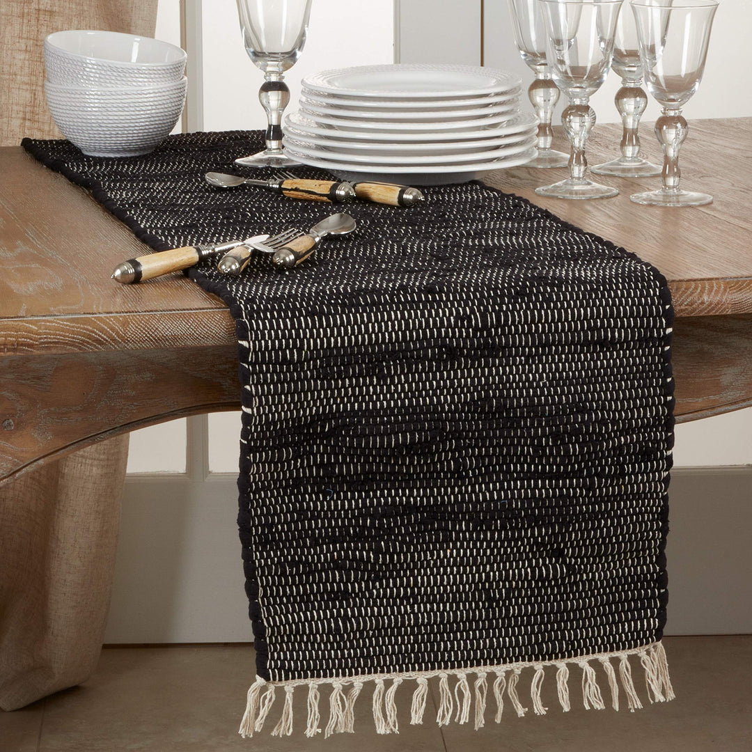 Design Table Runner Black Cotton