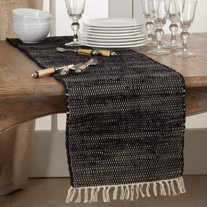 Design Table Runner Black Cotton