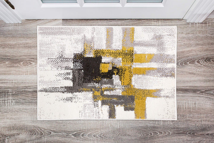 Rugshop Contemporary Modern Abstract Area Rug 2' x 3' Gold 2' x 3' - Gold