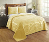 Better Trends Chenille Bedspreads Set Twin Size Trevor Collection Medallion Yellow - Twin