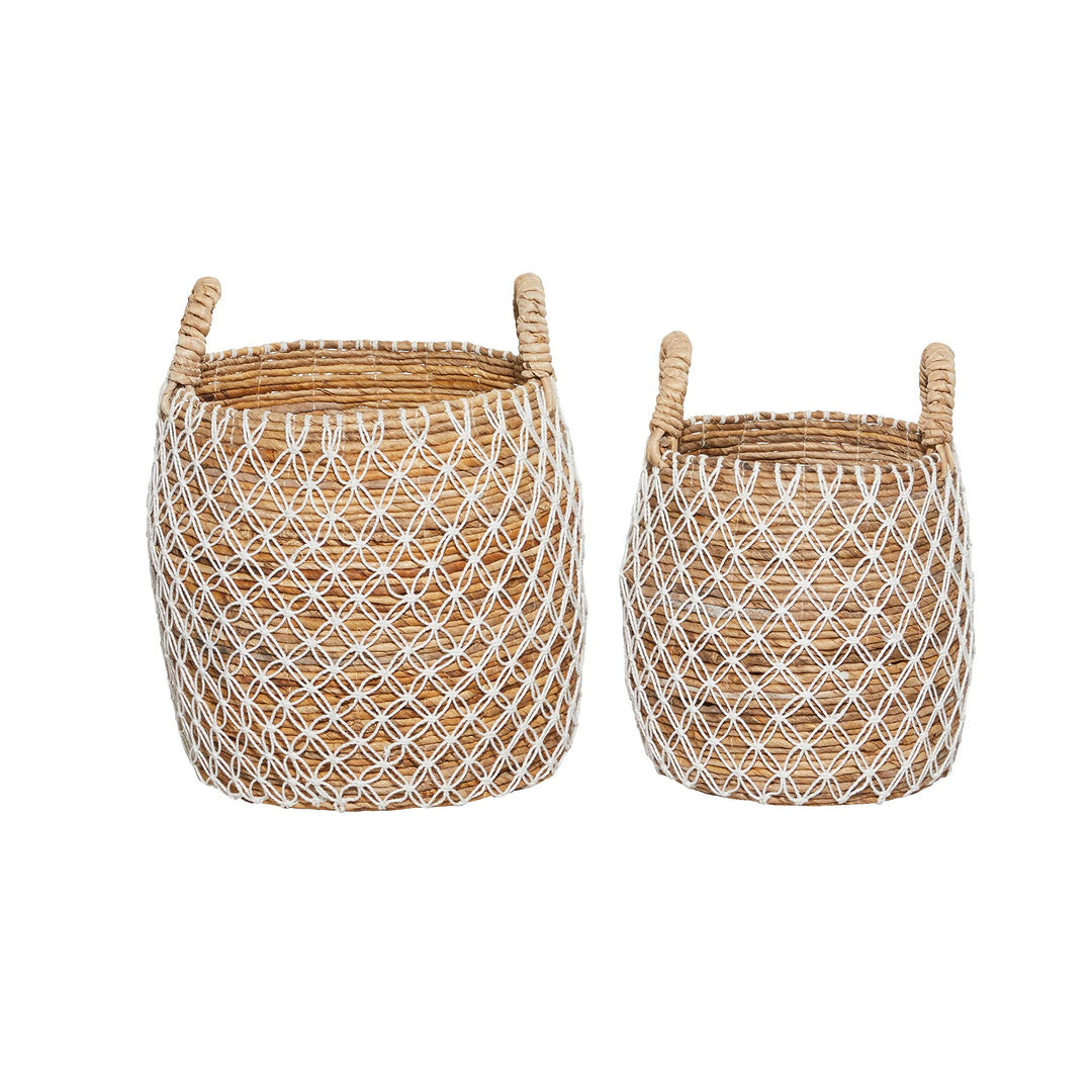 Brown Banana Leaf Natural Storage Basket (Set Of 2) 17 X 19