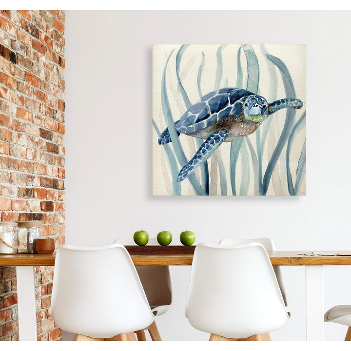 Wexford Home Turtle in Seagrass I -Gallery Wrapped Canvas - Yellow Blue Gen 40x40