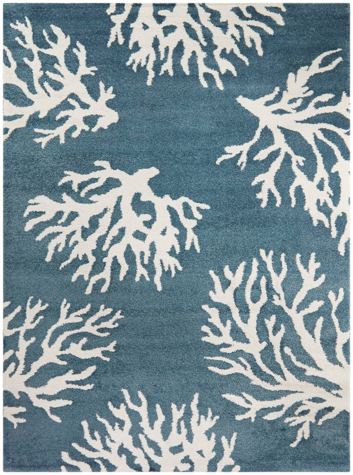 Balta Rugs Caistor Coastal Coral Print Area Rug White 2' 7" x 7' Runner 2'7" x 7' - Blue/White