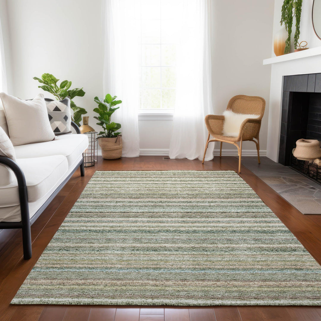 Machine Washable Indoor/ Outdoor Chantille Stripes Rug