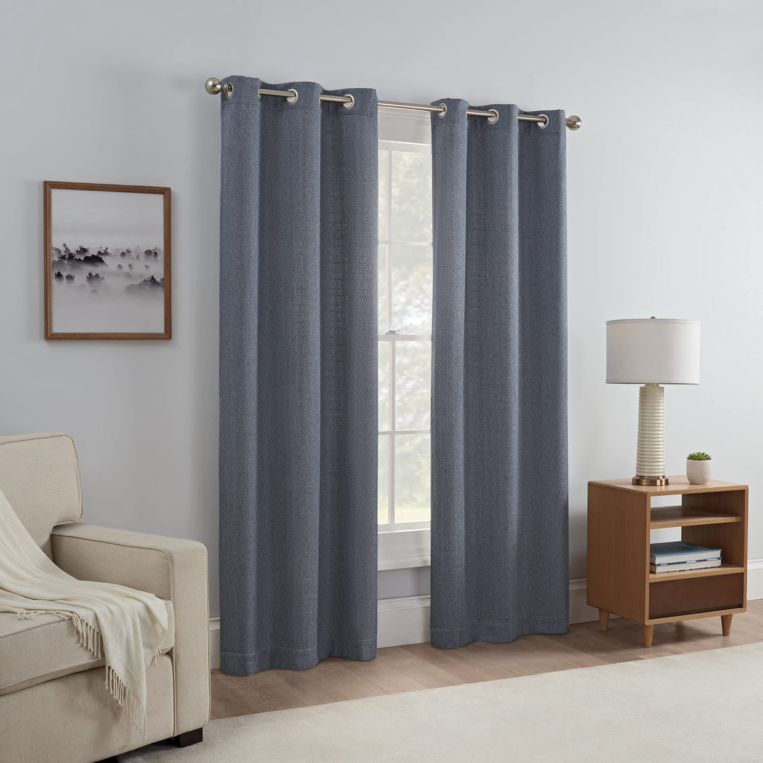 Eclipse Carter Draftstopper ght Filtering Grommet ned Window Curtains for 95 Inches - Denim