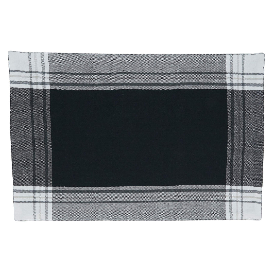 Striped Border Design Placemats (Set of 4) Black Oblong Cotton