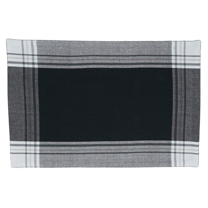 Striped Border Design Placemats (Set of 4) Black Oblong Cotton