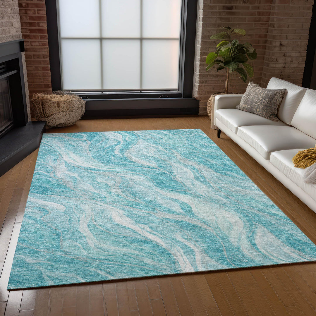 Addison Rugs Chantille ACN720 Teal 8' x 10' Indoor Outdoor Area Rug Easy Clean - Diamond Home USA