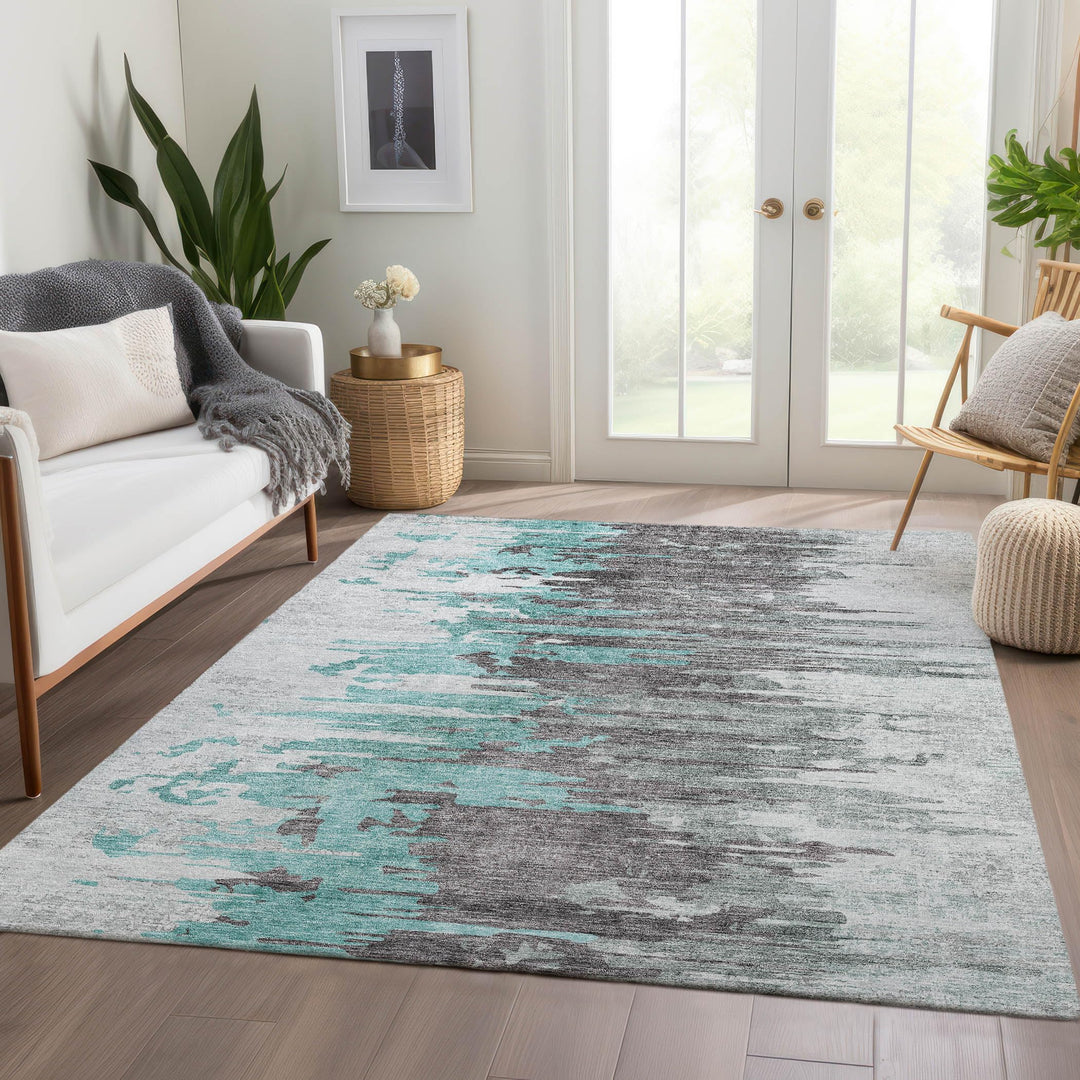 Addison Rugs Chantille ACN704 Teal 5' x 7'6" Indoor Outdoor Area Rug Easy - Diamond Home USA