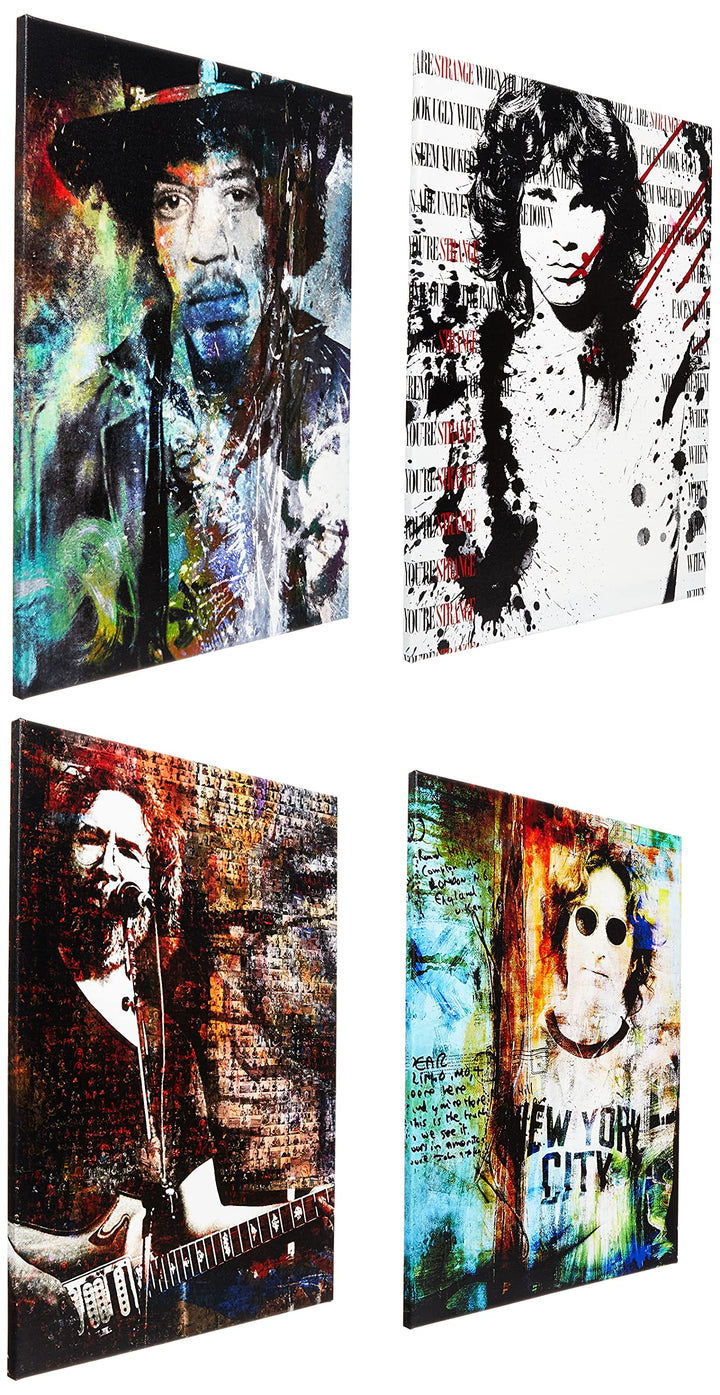 Ready2HangArt Rock Stars 4 Piece Modern Contemporary Canvas Wall Art Print