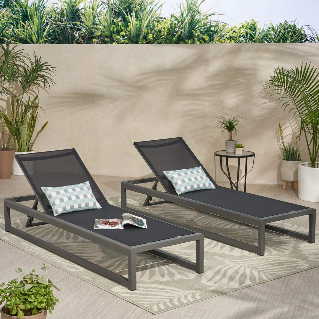 Christopher Knight Home Eudora Outdoor Chaise Lounge (Set of 2) Aluminum