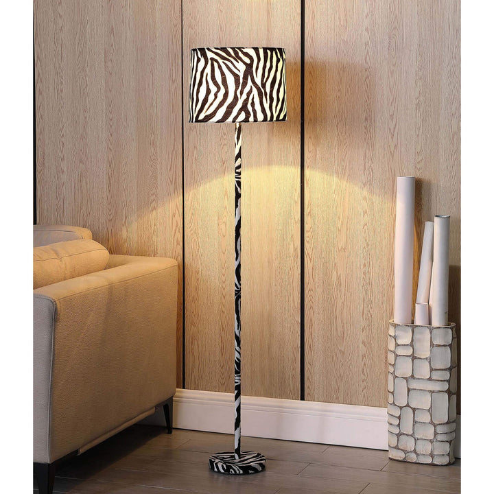 59 in. Suede Zebra Print Floor Lamp White Modern Contemporary