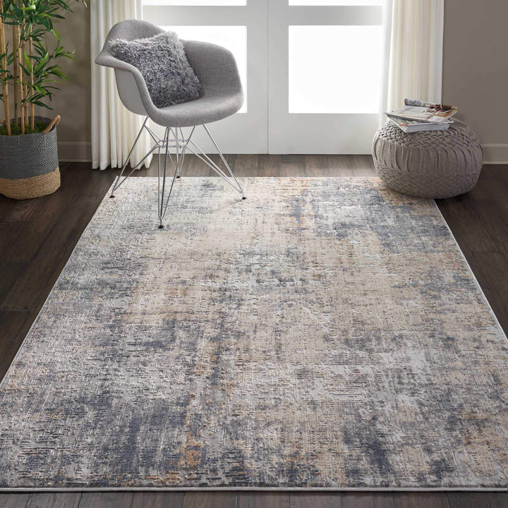 Rustic Textures Distressed Contemporary Abstract Area Rug