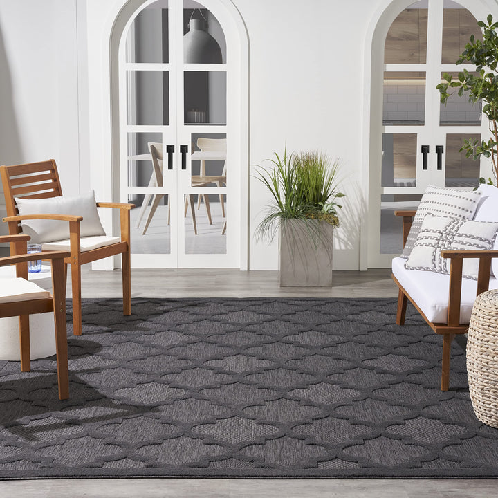 Nourison Easy Care Moroccan Charcoal/Black 8' x 10' Area Rug Trellis Easy 8' x 10' - Charcoal/Black