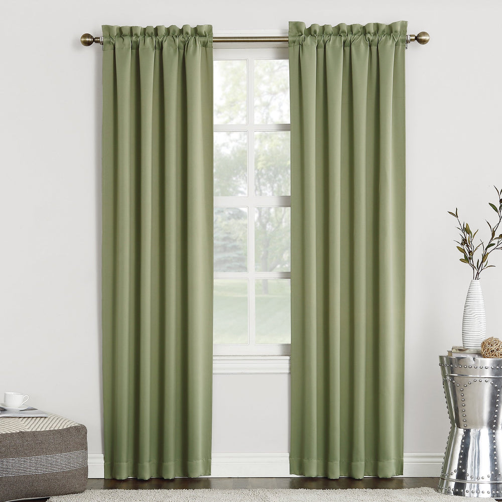 Sun Zero Easton Energy Saving Blackout Rod Pocket Curtain Panel 40" x 63" Sage 40x63 - Sage