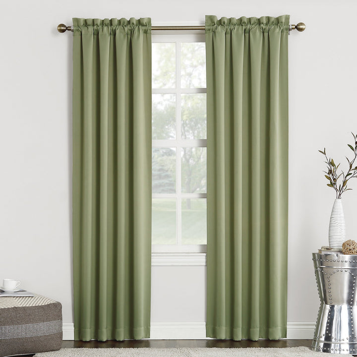 Sun Zero Easton Energy Saving Blackout Rod Pocket Curtain Panel 40" x 63" Sage 40x63 - Sage